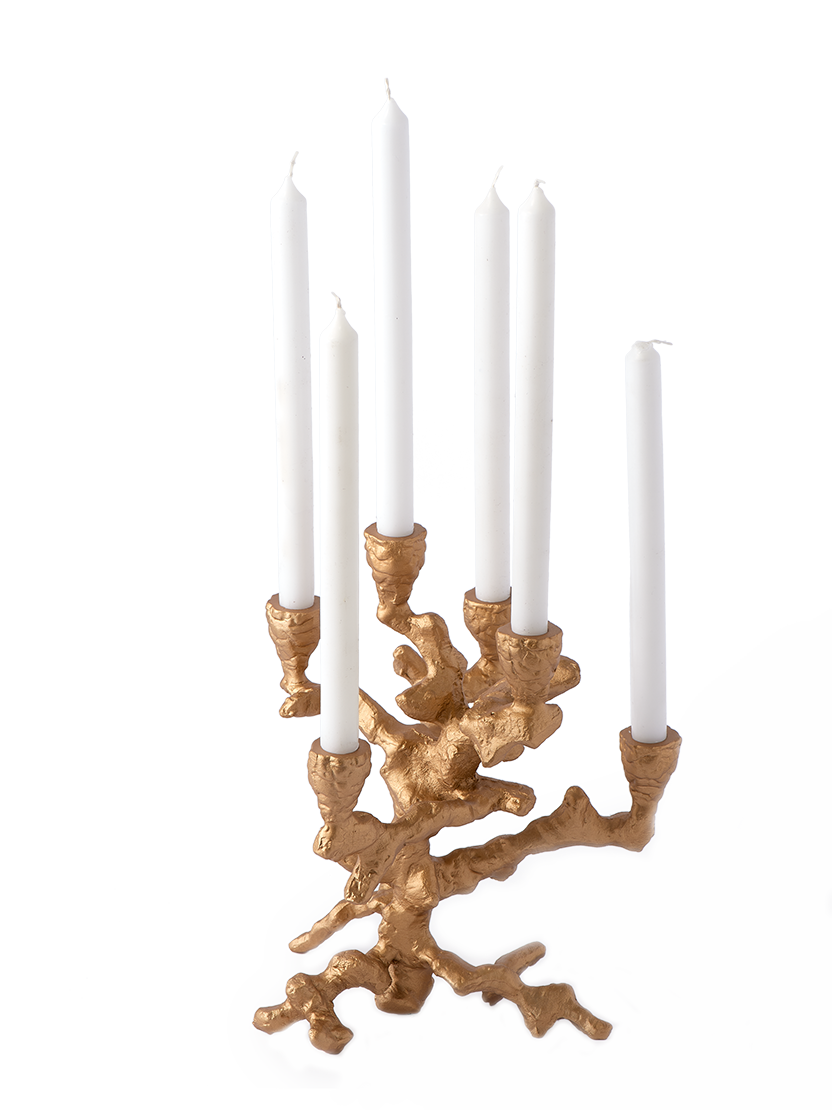 Candle holder apple tree, gold (S)