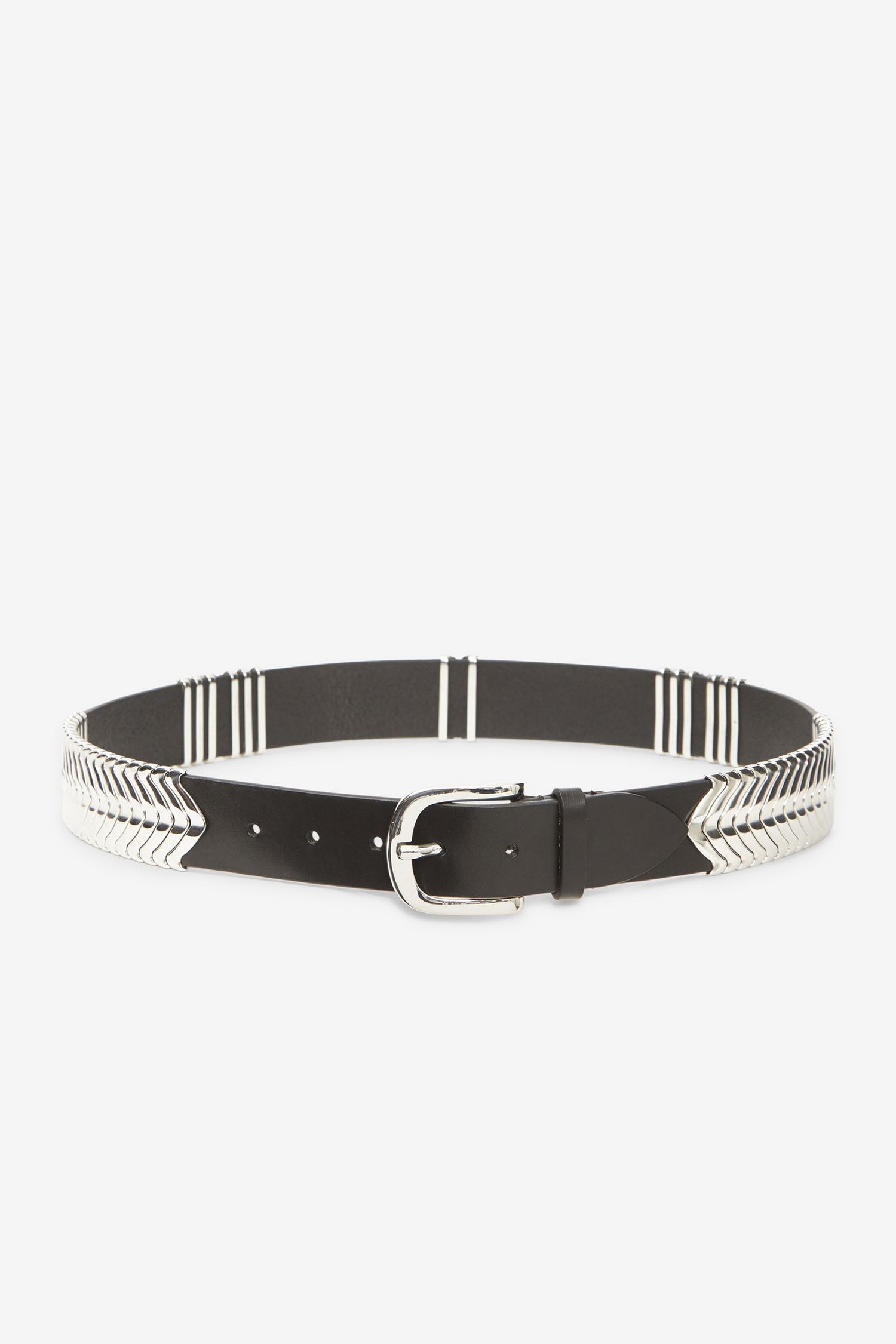 Tehora chevron-detail belt, black-silver