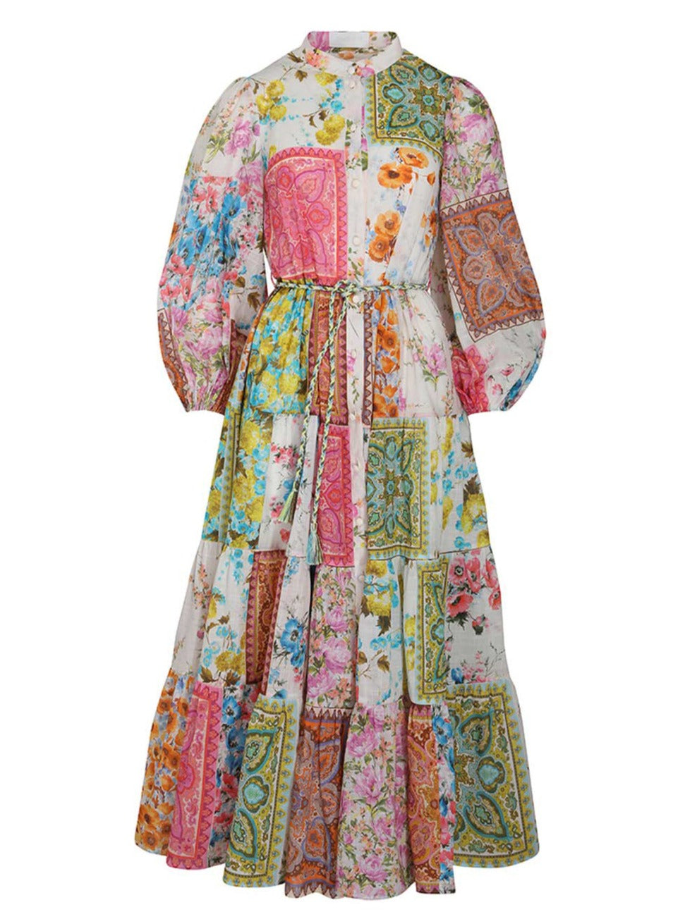 Halcyon Tiered Midi Dress, multicoloured