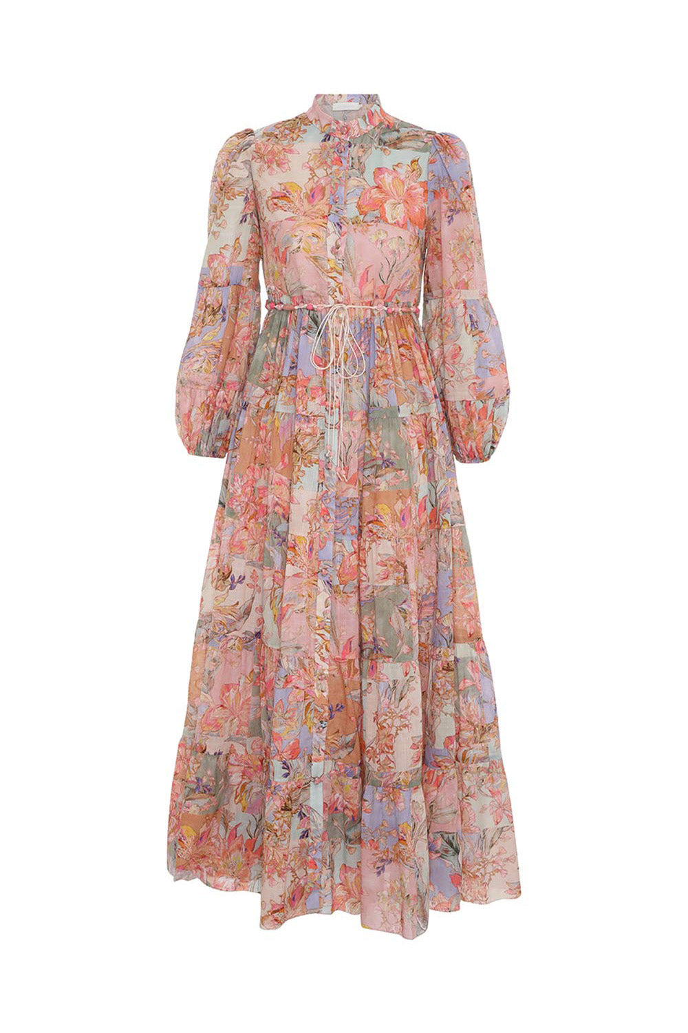 Cira floral-print cotton tiered midi dress