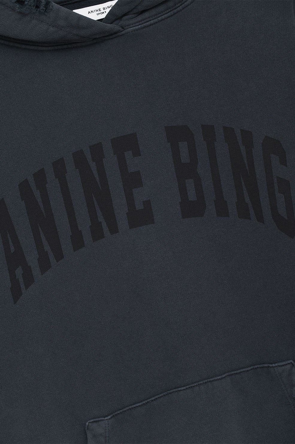 Anine Bing Harvey logo print cotton hoodie dark washed black