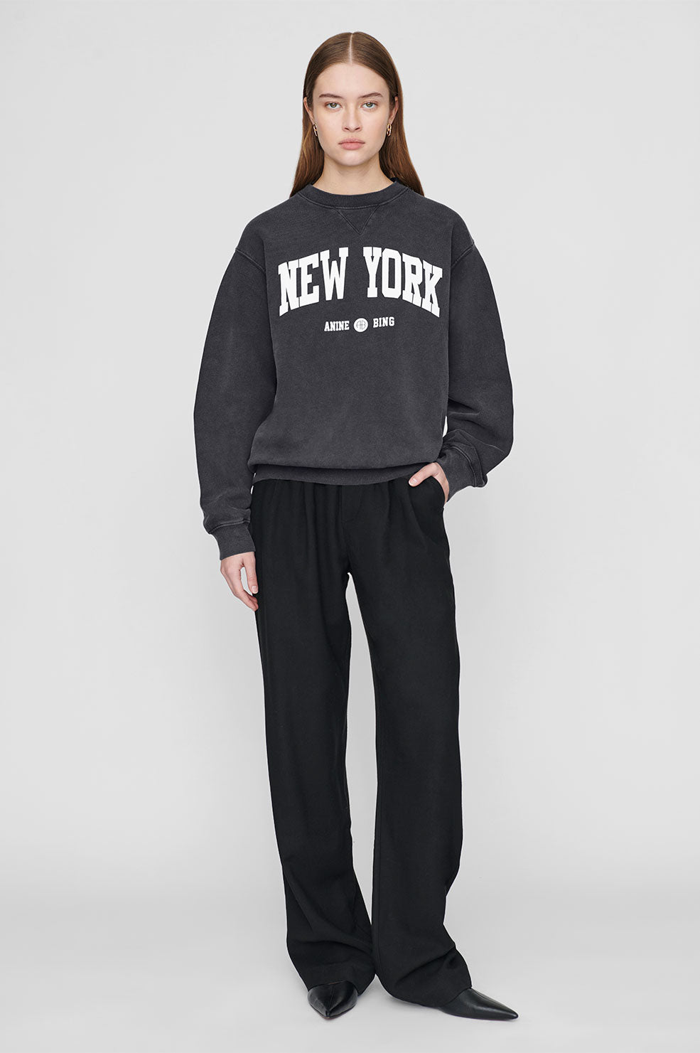 Ramona printed sweatshirt 'New York', washed black