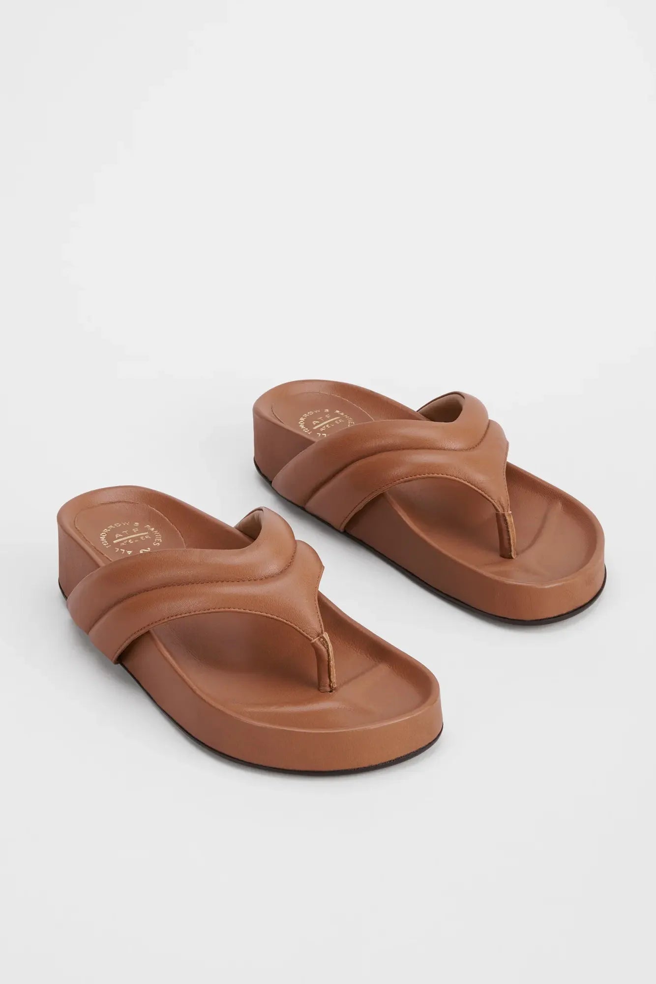 Bellano flip flops in nappa leather, brandy brown