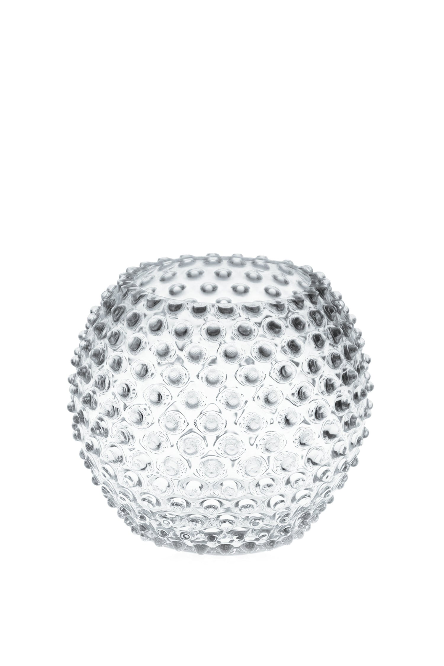 Clear crystal Hobnail Globe vase, small