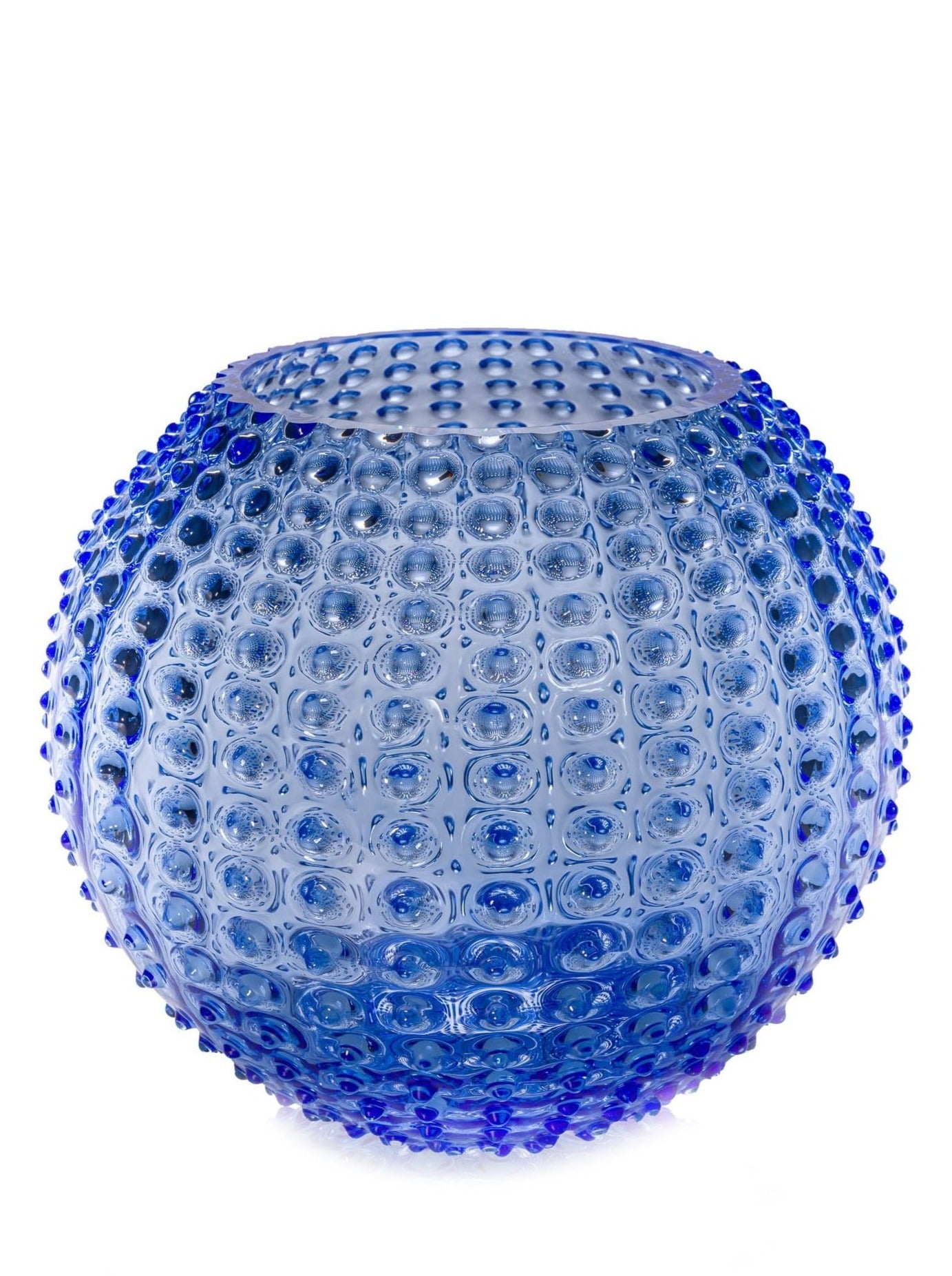 Light blue Hobnail Globe vase, large