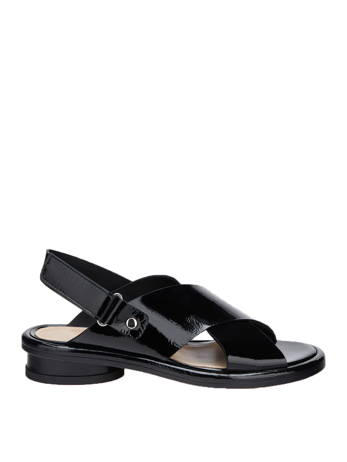 Alison criss sandals, patent black