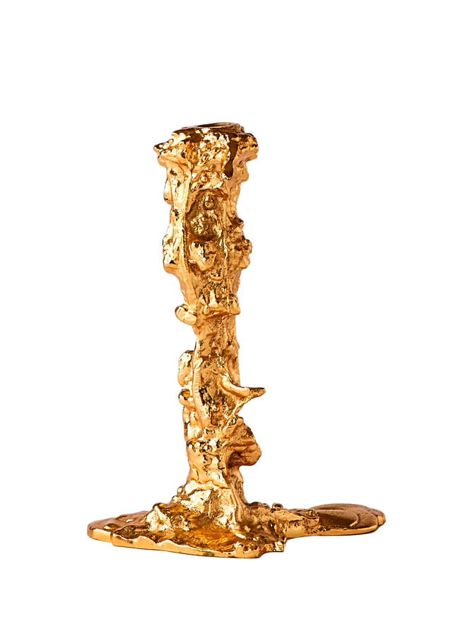 Drip candle holder, gold (L)