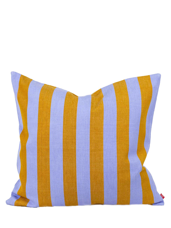 Emanuela square cushion cover (50x50cm), lavender-mustard stripes