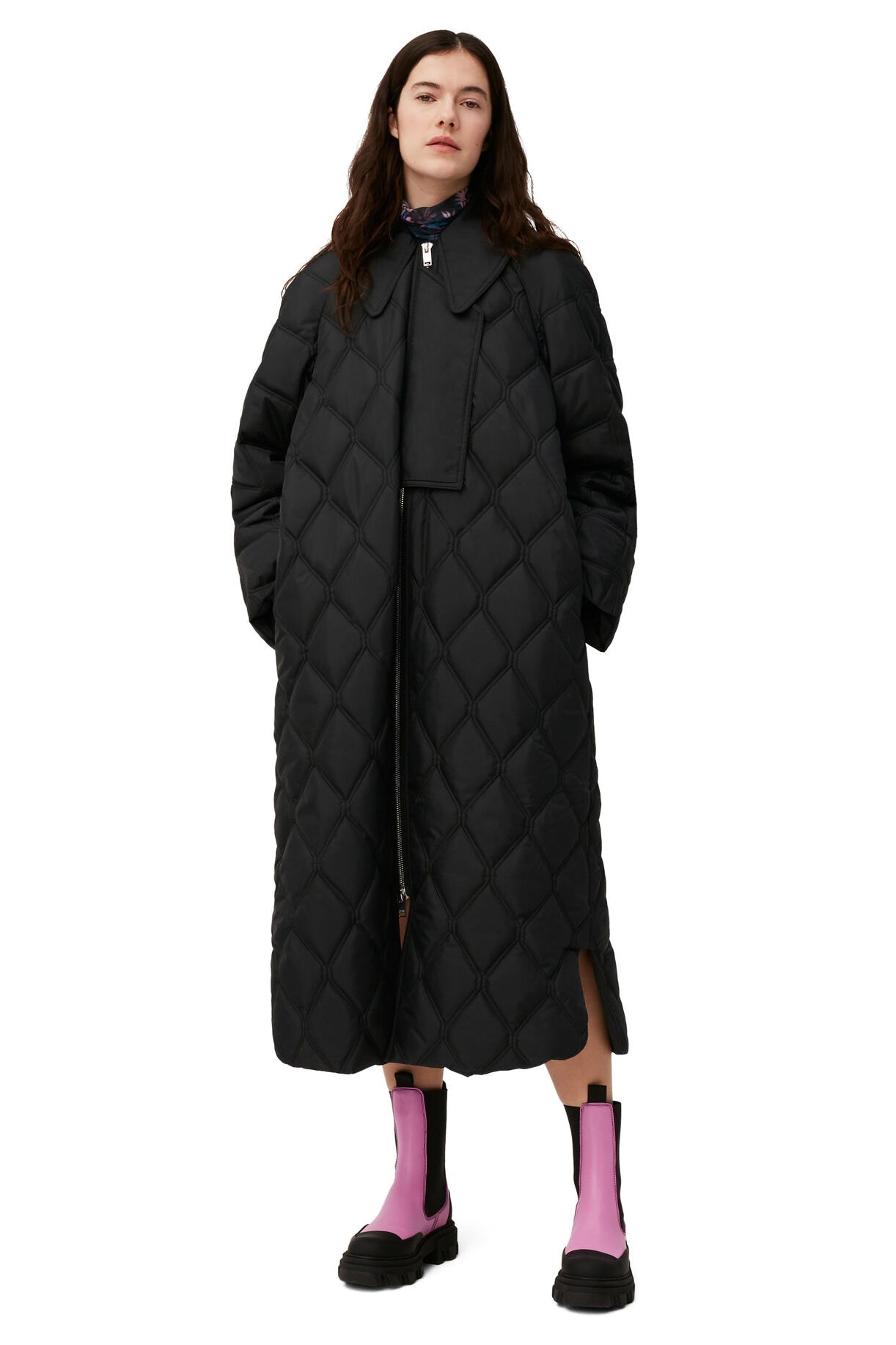 Quilted ripstop coat, black