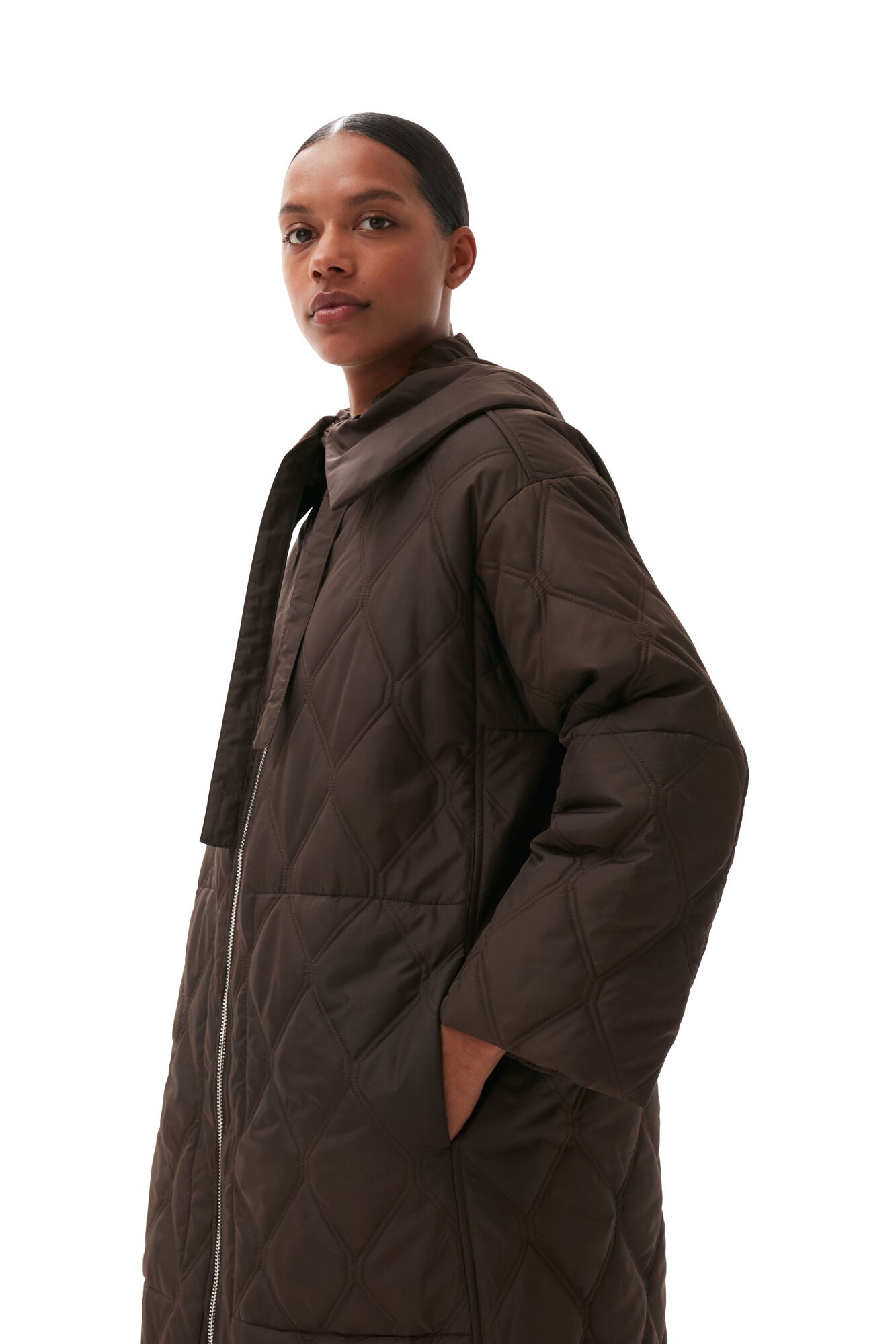 Recycled polyester quilted coat, mole