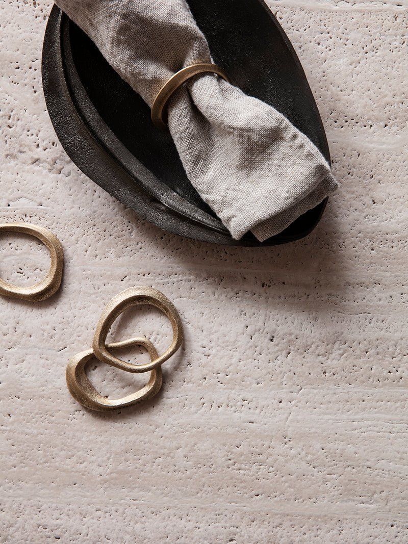 Flow napkin rings, brass, set of 4