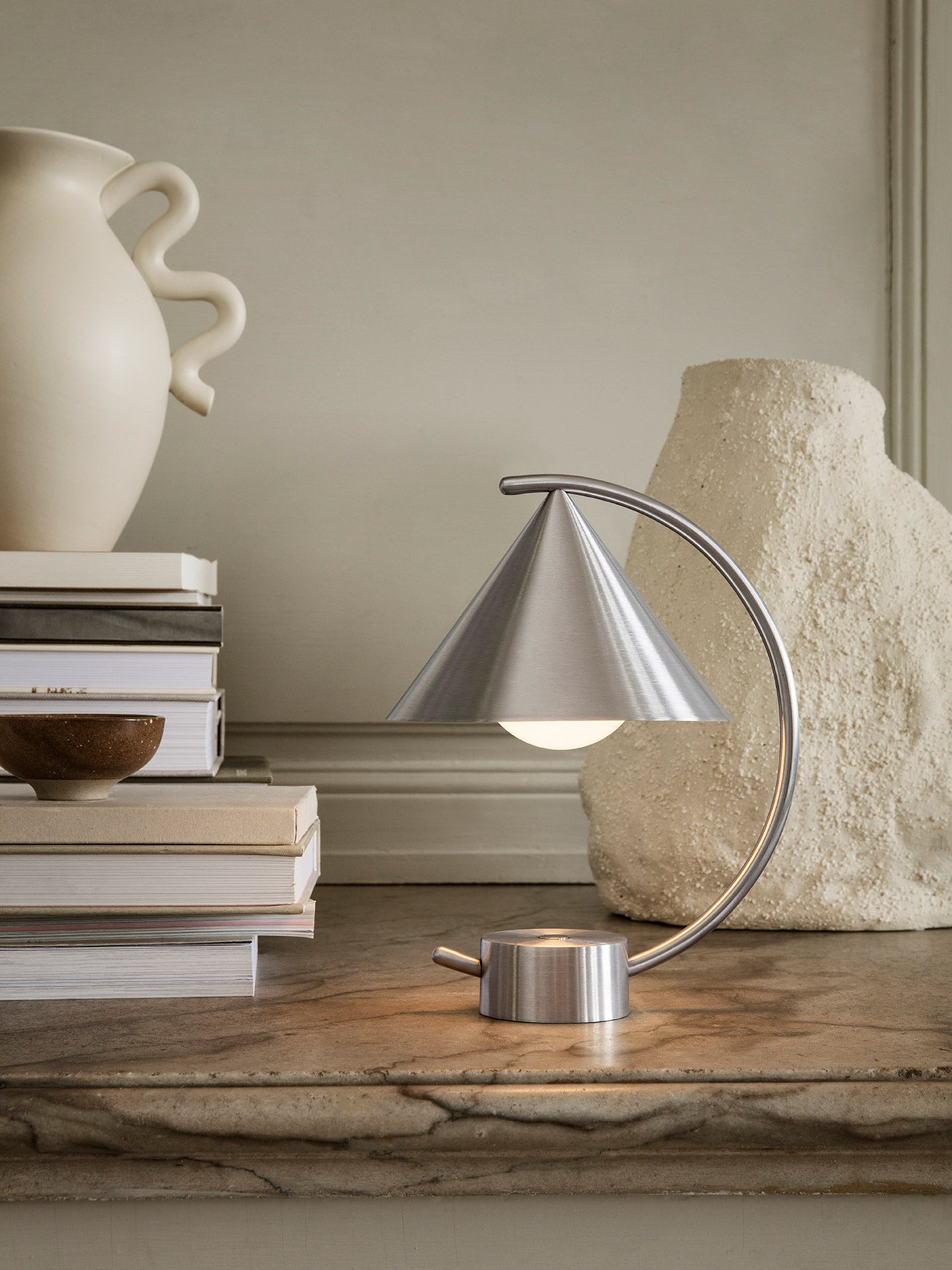 Portable lamp Meridian, stainless steel