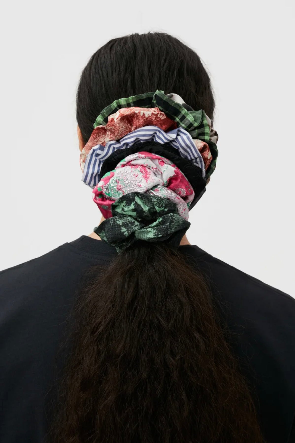 Seersucker Check Scrunchie, green check