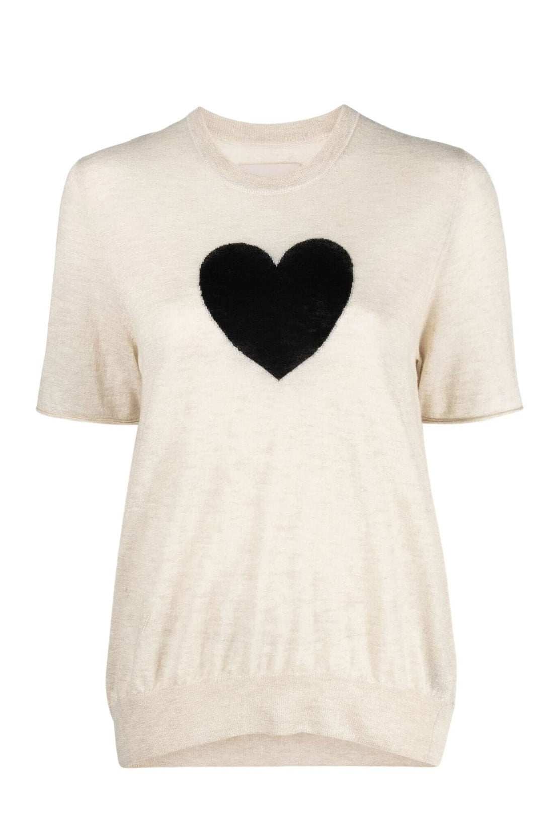 Heart-print cashmere knitted top