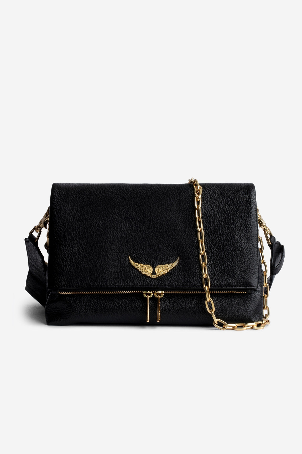 ROCKY GRAINED LEATHER bag, black/gold