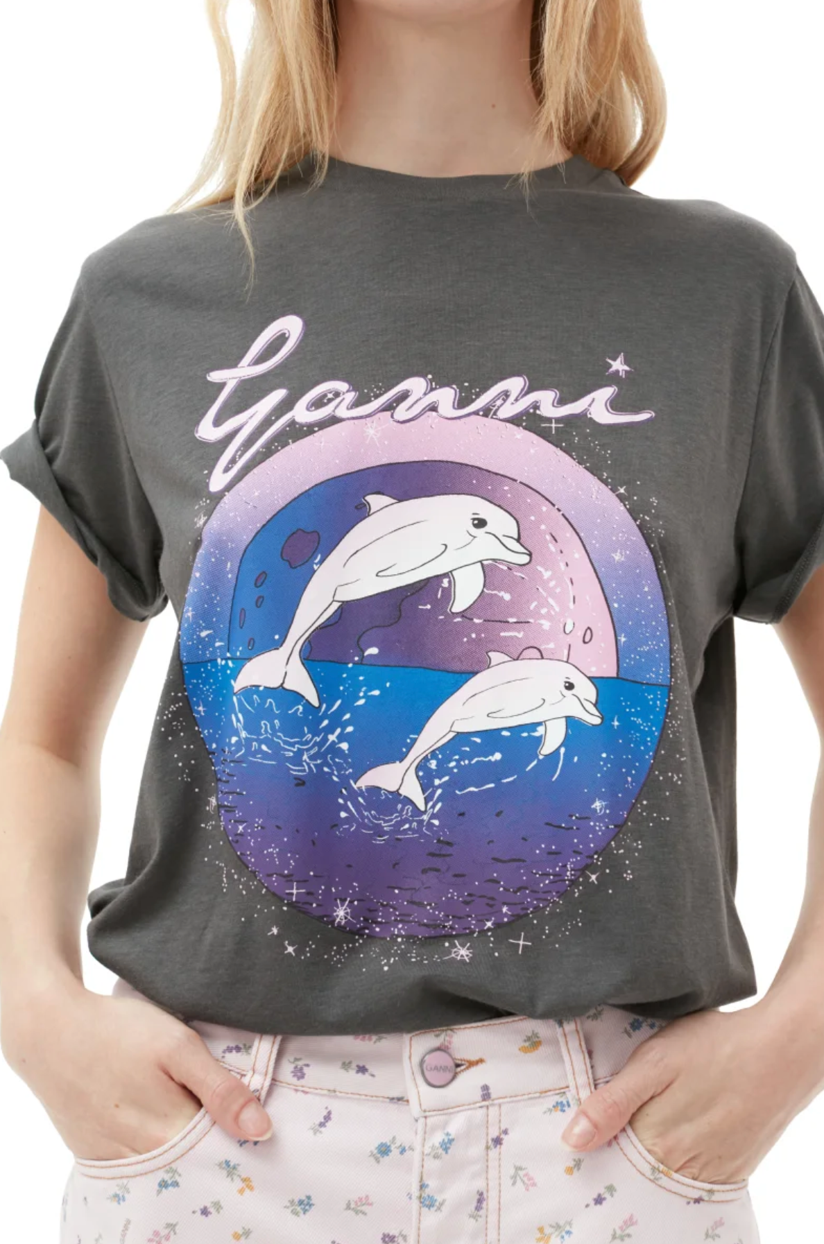 Future Jersey Ganni Relaxed T-shirt, dolphin print