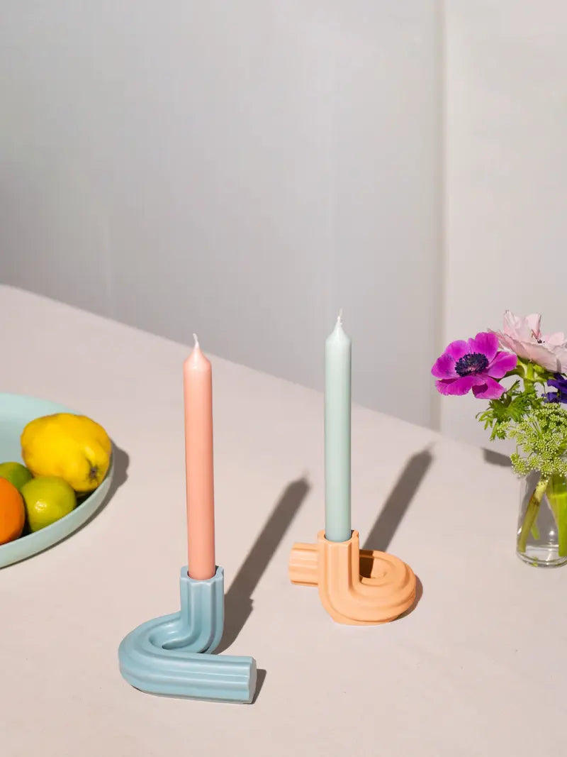Candle holder Templo, light blue