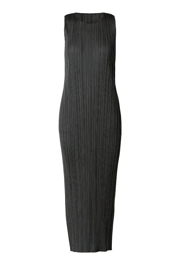 Basics pleated sleeveless dress, black (carryover)