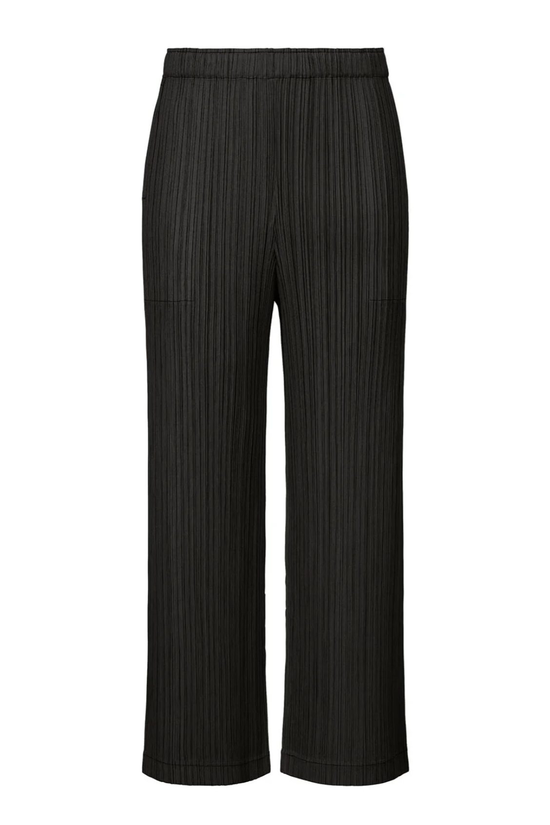 Thicker bottoms full-length straight pleated pants, black (carryover)