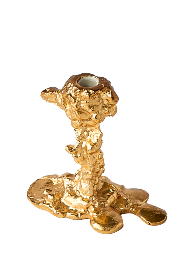 Drip S candle holder, gold