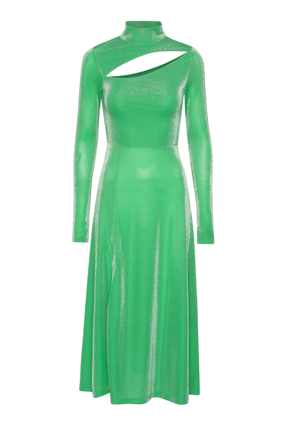 Metallic Cut-Out Midi Dress, green