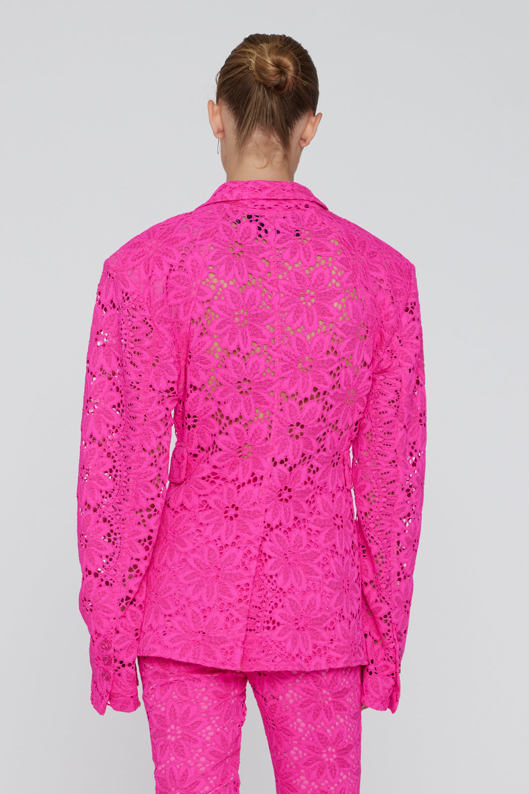 Lace Figure Fitted Blazer, hot pink