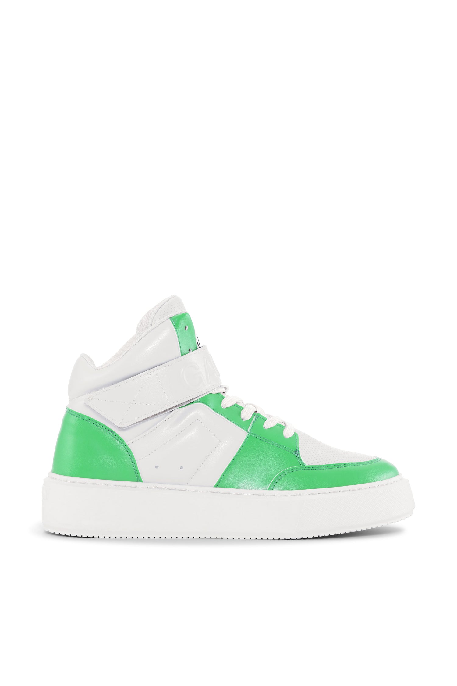 Sporty high-top leather sneakers, kelly green