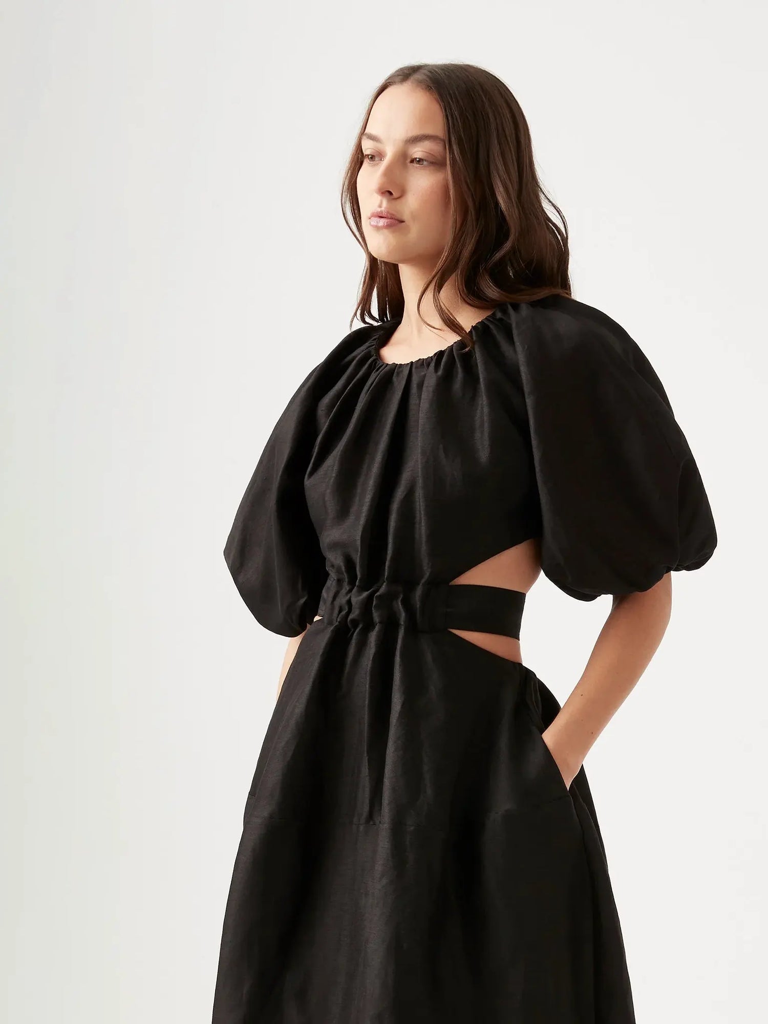 Mimosa Cut Out Midi Dress, black (carryover style)