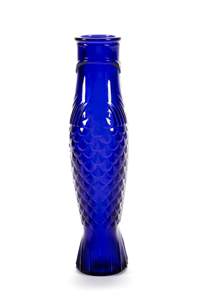 Fish & Fish Bottle, Cobalt Blue