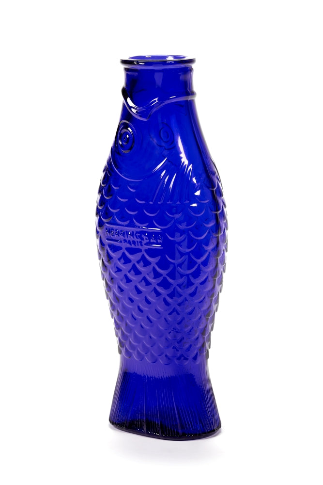 Fish & Fish Bottle, Cobalt Blue