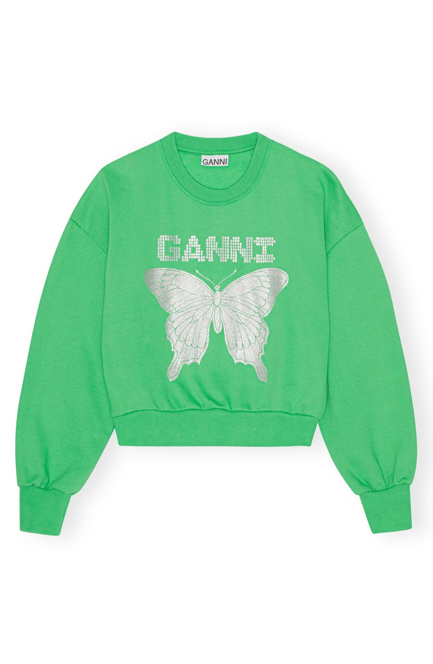 Butterfly-print organic cotton sweatshirt, kelly green