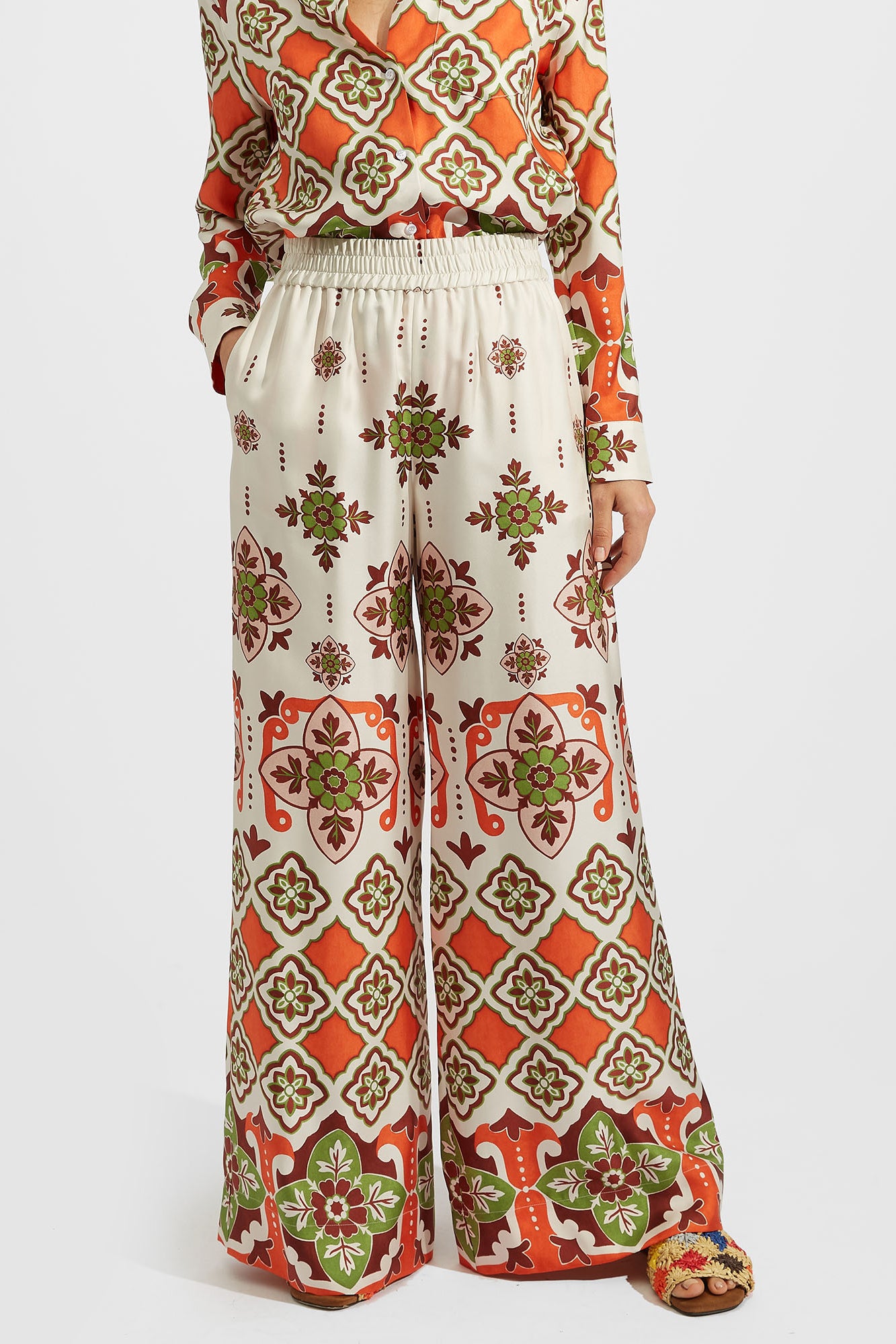 Palazzo pants, partenope in twill silk