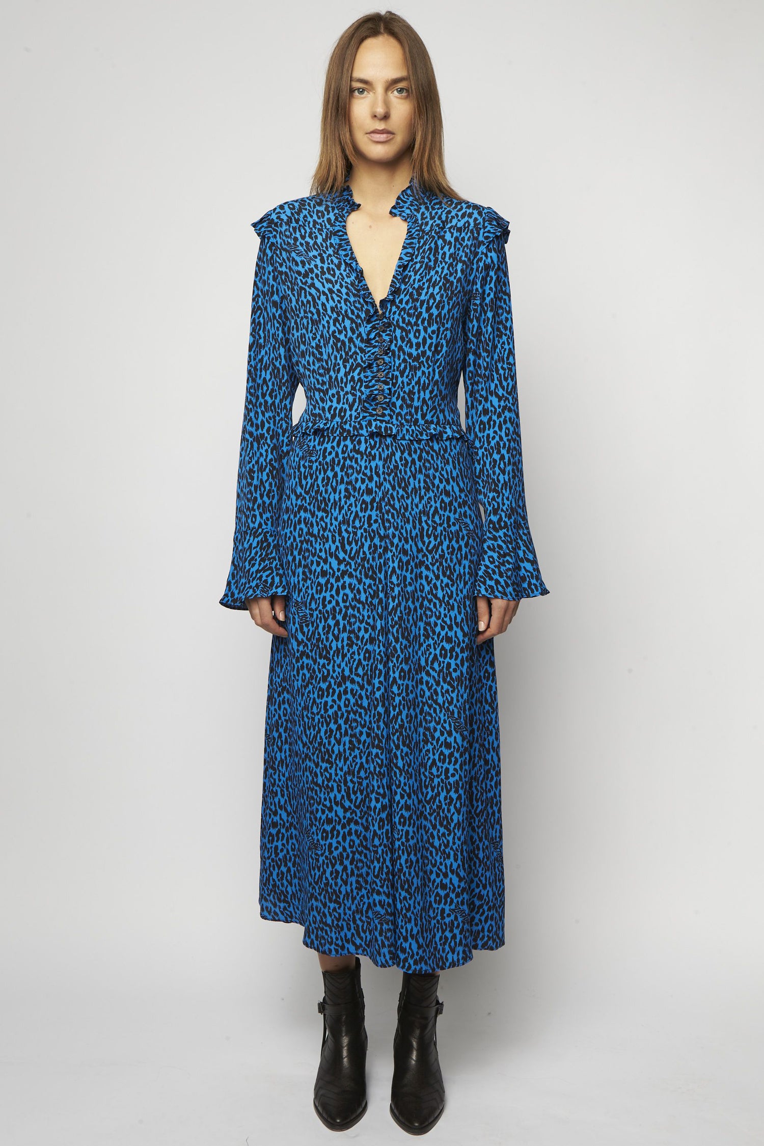 Leopard-print dress, turquoise-black