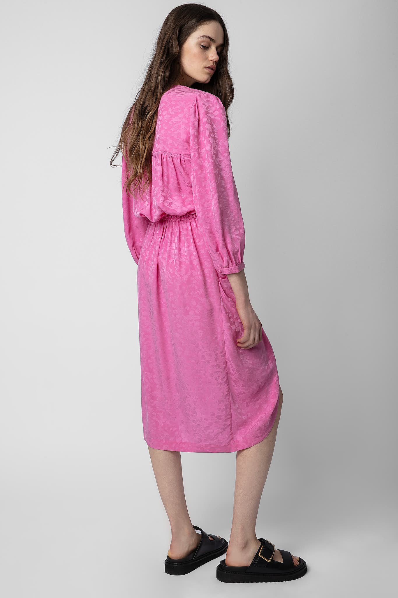Renew silk midi-dress, pink
