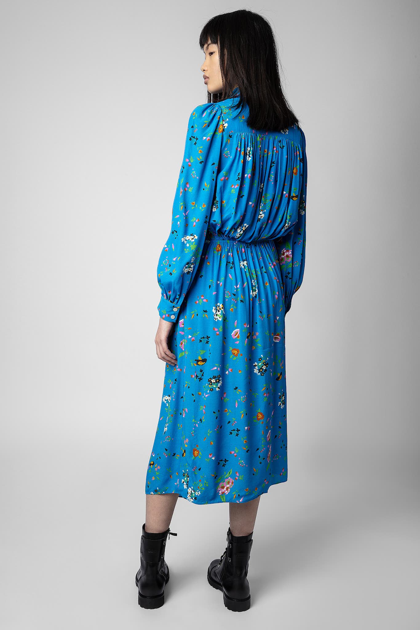 Ruselia crepe dress, turquoise print