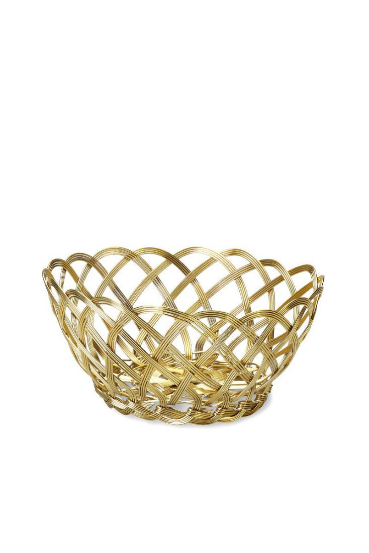Round Copper basket, gold (S)