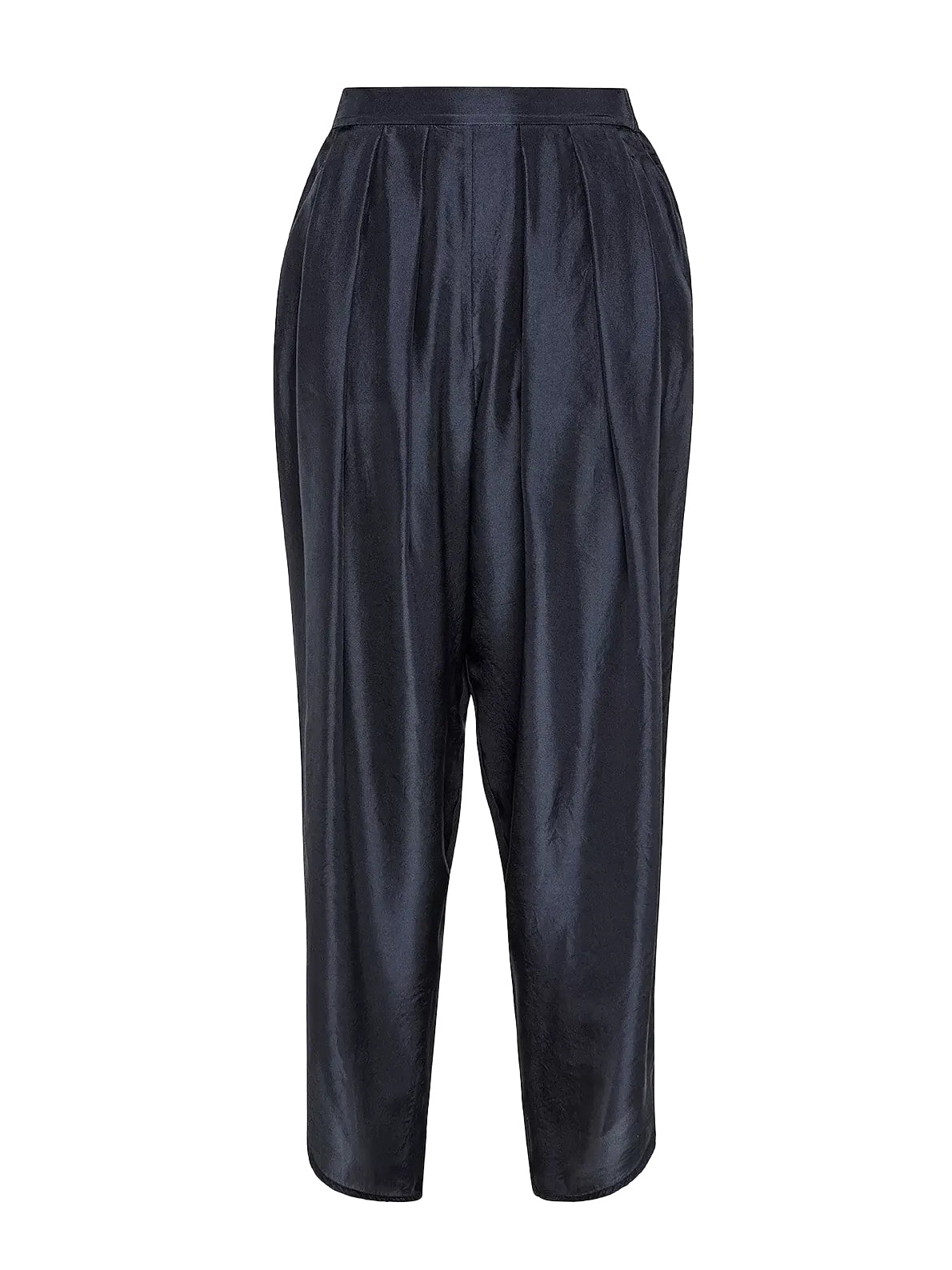 Silk high waist pants, black