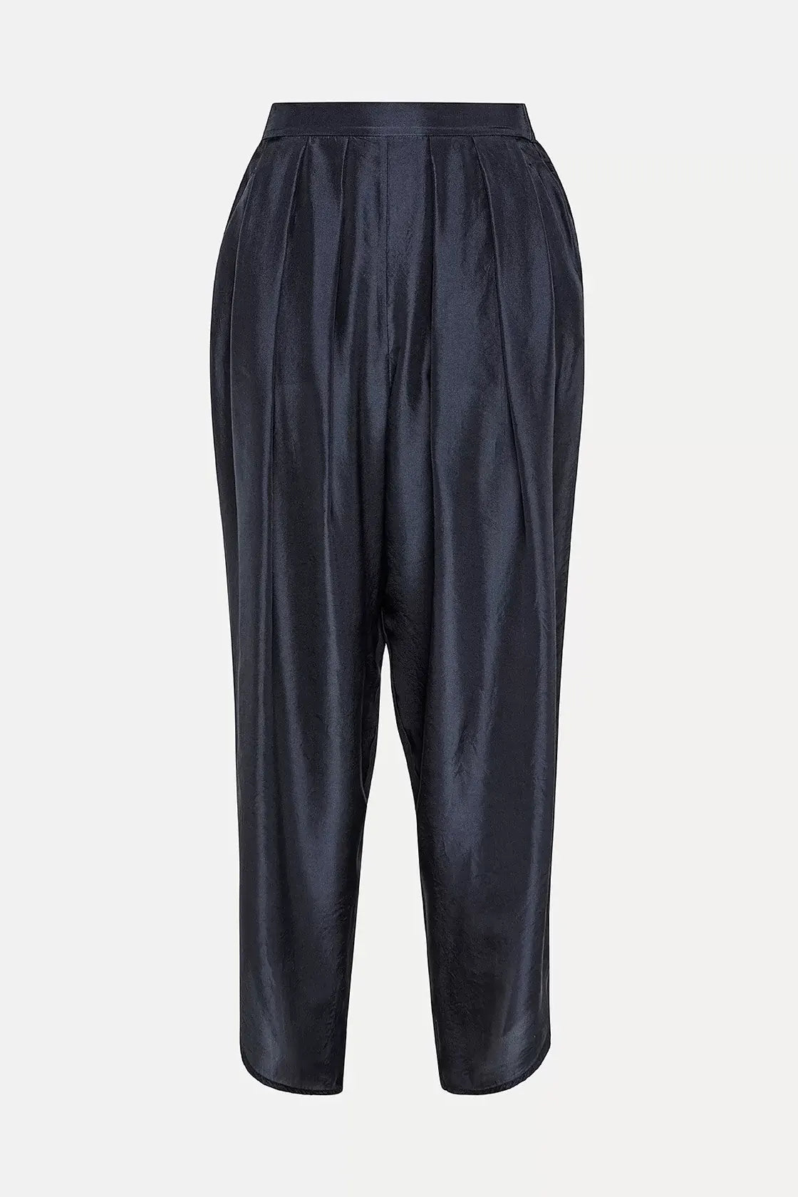 Silk high waist pants, black